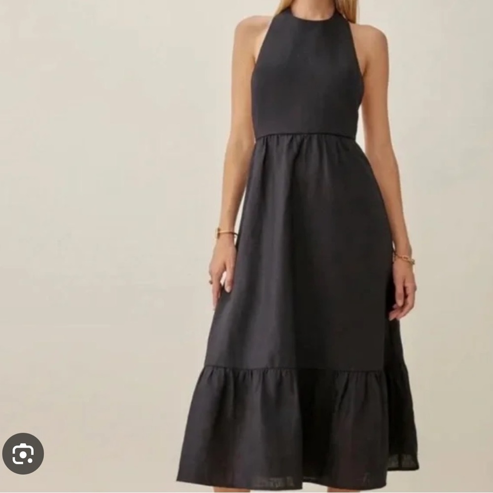 Reformation Black Halter Maxi Sundress